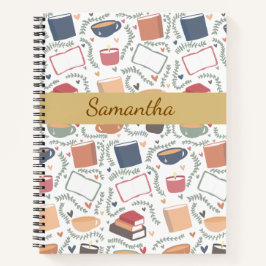 本、ろうそく、紅茶 ノートブック