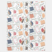 本、ろうそく、紅茶 フリースブランケット (正面)