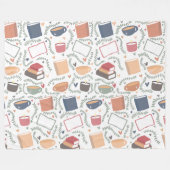 本、ろうそく、紅茶 フリースブランケット (正面(横))