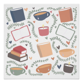 本、ろうそく、紅茶 ポスター