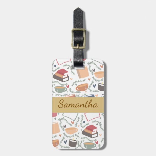 本、ろうそく、紅茶 ラゲッジタグ (正面縦)