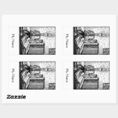 本&キャンドル蔵書票シール 長方形シール (シート)