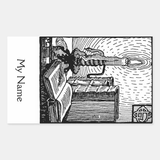 本&キャンドル蔵書票シール 長方形シール (正面)