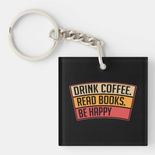 本 – コーヒーの本を飲読む、本の恋人の贈り物 キーホルダー (正面)