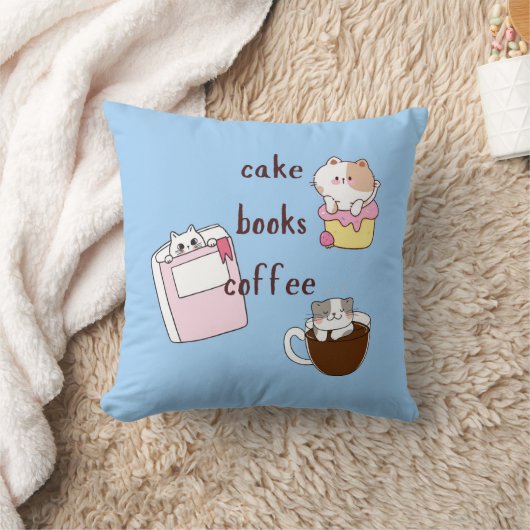 本 コーヒー 猫 クッション (ブランケット)