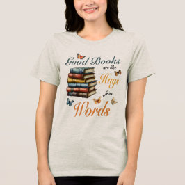 本+ハグ+言葉+蝶 読書家 司書 トライブレンドＴシャツ