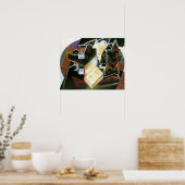 本、パイプ、グラス、Juan Gris、ヴィンテージ・キュービズム ポスター (キッチン)