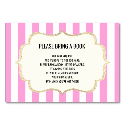 本-ピンクの白い女の子のベビーシャワーカード--を持って来て下さい テーブルナンバー (正面)