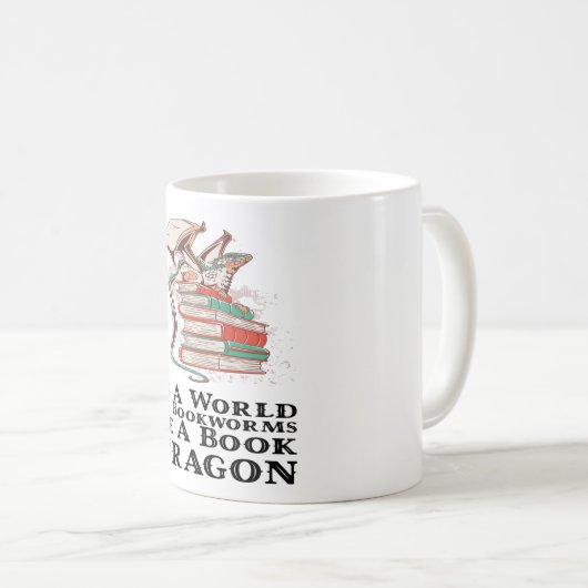 本-ブックワームの世界は本の竜である コーヒーマグカップ (正面右)
