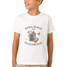 本+ブロック+裏庭の虫 キッズTシャツ