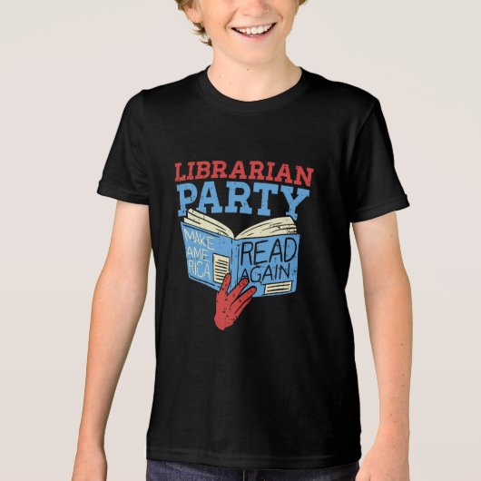 本 - 図書館員パーティーの本好きな人へのプレゼント トライブレンドTシャツ (正面)