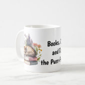 本、猫、茶本好き、猫の飼い主、茶 コーヒーマグカップ (正面左)