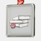 本 + Apple |のオーナメントカスタマイズ可能な| メタルオーナメント (左)