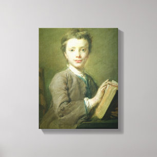 本、c.1740を持つ男の子 キャンバスプリント