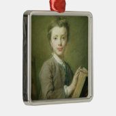 本、c.1740を持つ男の子 メタルオーナメント (右)
