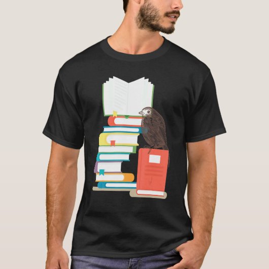 本 Tシャツ 鳥 読書 本 面白い ガーデニング (正面)