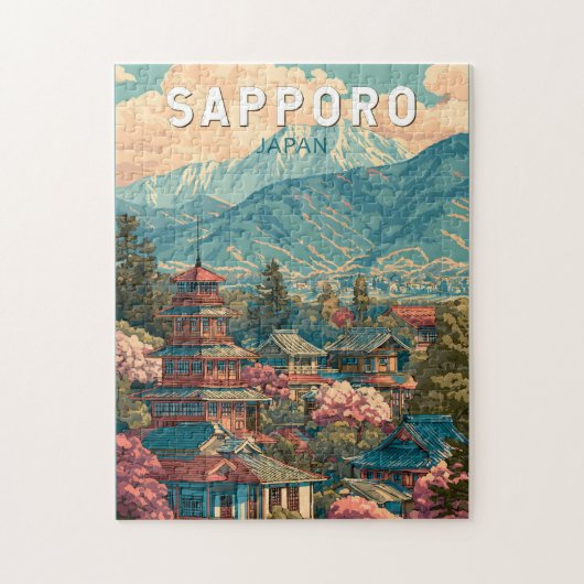 札幌 日本 旅行 アート ヴィンテージ ジグソーパズル (縦)