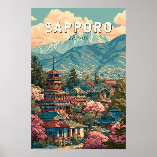札幌 日本 旅行 アート ヴィンテージ ポスター (正面)