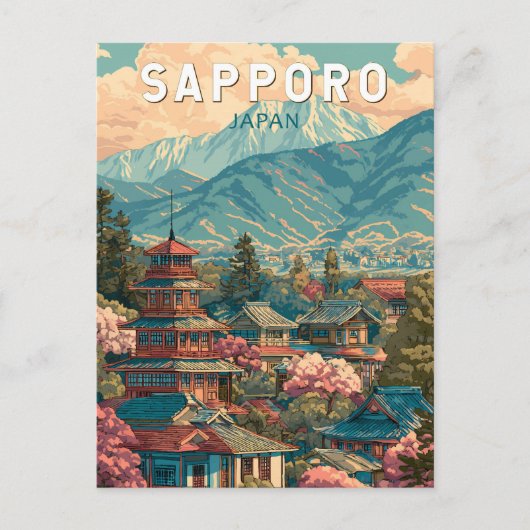 札幌 日本 旅行 アート ヴィンテージ ポストカード (正面)