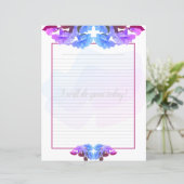 朱色のトランペットの花が並んだ筆記用紙 (スタンド正面)