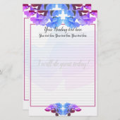 朱色のトランペットの花が並んだ筆記用紙 便箋 (正面/裏面)