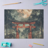 朱色の寺院門 水彩インク（２） 薄葉紙 (クラフト)