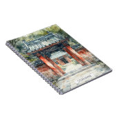 朱色の寺院門 水彩インク (2) ノートブック (右側)