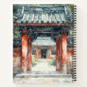朱色の寺院門 水彩インク (2) ノートブック (裏面)