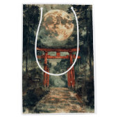 朱色の寺院門 水彩インク（2） ミディアムペーパーバッグ (正面)