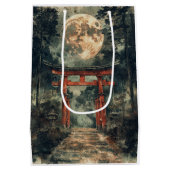 朱色の寺院門 水彩インク（2） ミディアムペーパーバッグ (裏面)