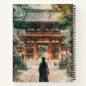 朱色の寺院門 水彩インク (4) ノートブック (裏面)
