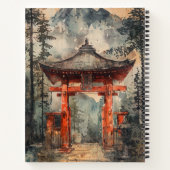 朱色の山門の水墨画 ノートブック (裏面)