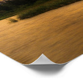 朱色の湖の夕日 ポスター (角)