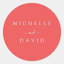 朱色の花嫁と花婿の結婚式 ラウンドシール