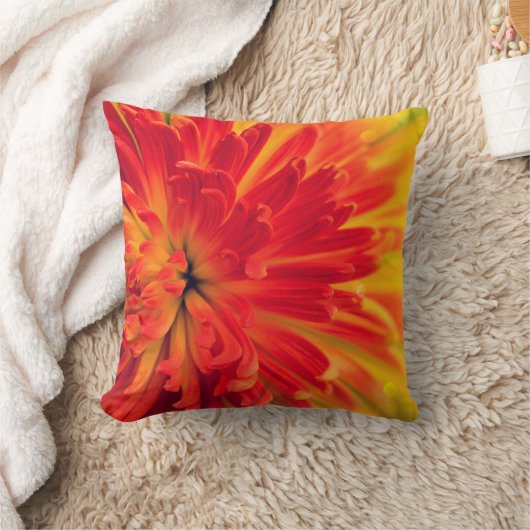 朱色の花 クッション (ブランケット)