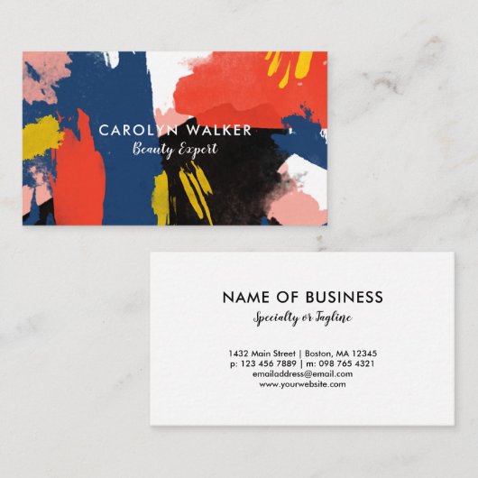 朱色の黒及び海軍-抽象的な水彩画 名刺 (正面/裏面)