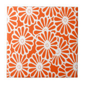 朱色アジア諸州フローラ タイル (正面)