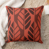 朱色葉の模様 クッション (ブランケット)