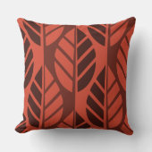 朱色葉の模様 クッション (正面)