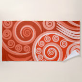 朱色鮮やかの渦巻き ビーチタオル (正面)