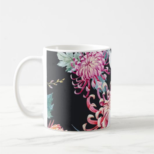 朱鶴菊の水彩模様 コーヒーマグカップ (左)