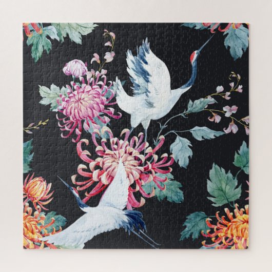 朱鶴菊の水彩模様 ジグソーパズル (縦)