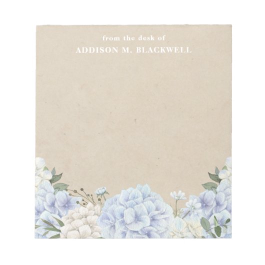 机からあじさいが出ている ノートパッド (正面)