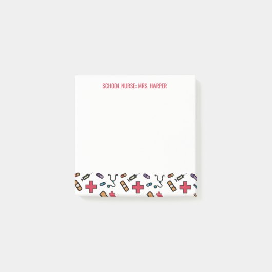 机からのパーソナライズな学校のナース ポストイット (正面)
