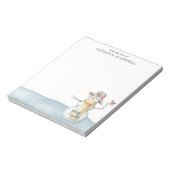 机からの水彩雪だるま ノートパッド (回転)