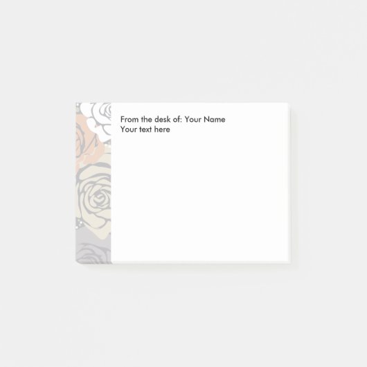 机からの花柄の ポストイット (正面)