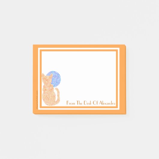 机からのZのパーソナライズなオレンジ猫そして月 ポストイット (正面)