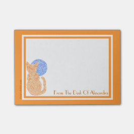 机からのZのパーソナライズなオレンジ猫そして月 ポストイット