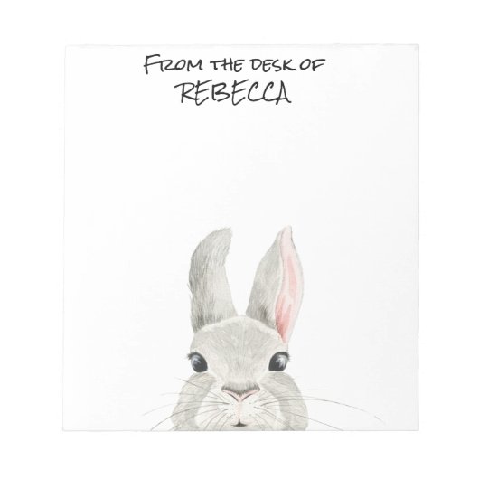 机からウサギのウサギを覗パーソナライズされたき込む ノートパッド (正面)