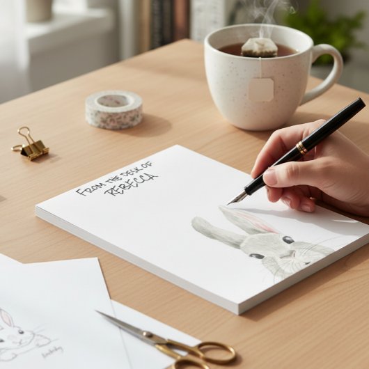 机からウサギのウサギを覗パーソナライズされたき込む ノートパッド